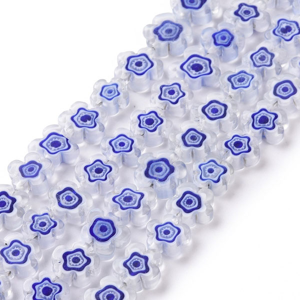 밀피오리 플라워글래스 10~12mm(블루) - 반줄(약17개)