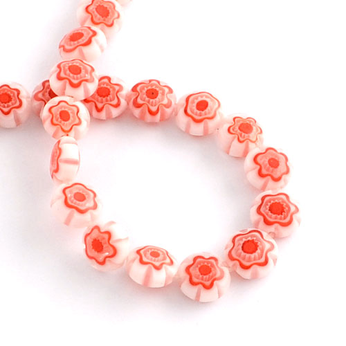 밀피오리 플라워글래스 8mm(레드) - 1줄(약50개)