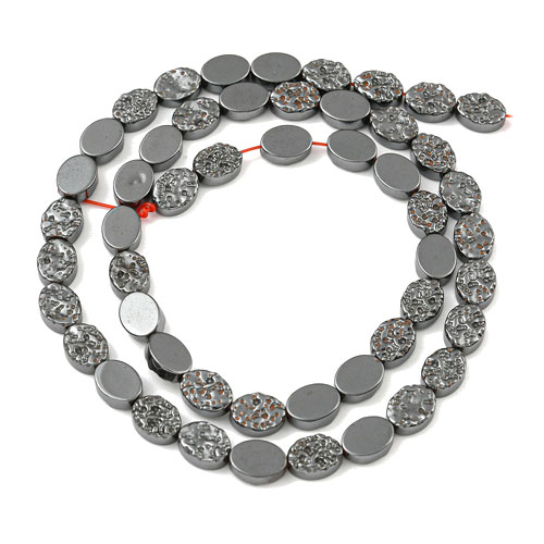 헤마타이트 납작오발 8x6mm - 1줄(약48개)