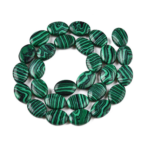 공작석 납작오발 14x10mm - 1줄(약27개)