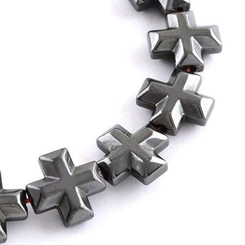 헤마타이트 십자가 10x10mm - 1줄(약39개)