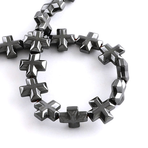 헤마타이트 십자가 10x10mm - 1줄(약39개)