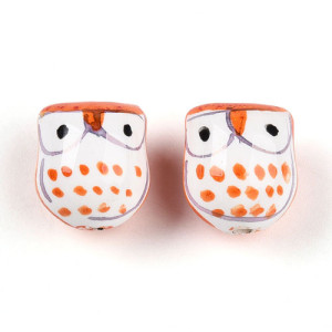 세라믹 부엉이 17x15mm(오렌지) - 1개