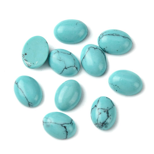터키석 오발캐보션 8x6mm - 2개