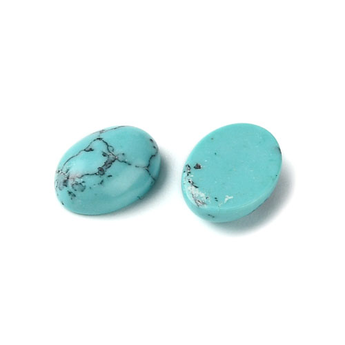 터키석 오발캐보션 8x6mm - 2개