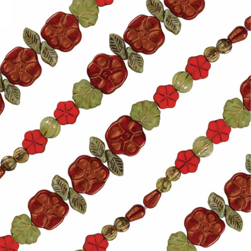 Table Cut & Pressed Mix - 20개 길이 15.2cm Red Flower