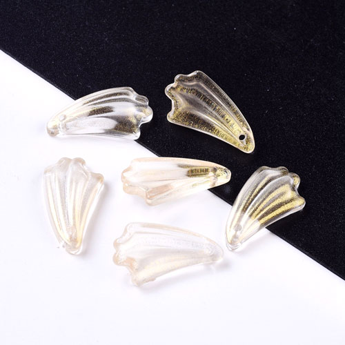 글래스 잎새펜던트 20x11mm(골드파우더) - 4개