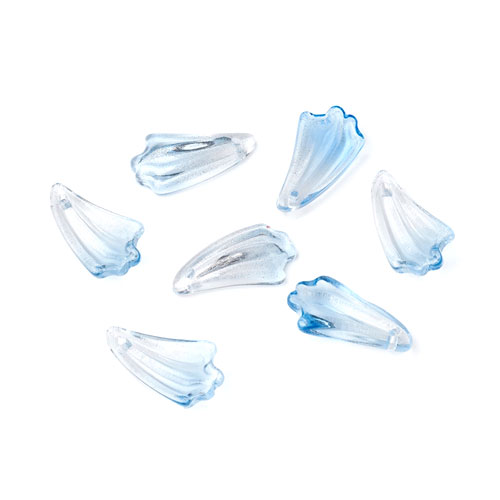 글래스 잎새펜던트  20x11mm(스카이블루) - 4개