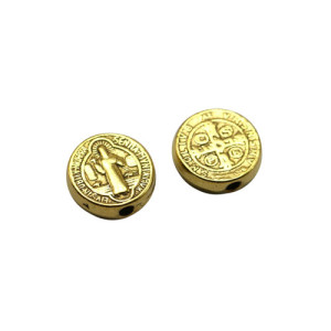 엔틱메탈 납작라운드 9.5mm - 2개(엔틱골드)