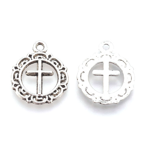 엔틱메탈 라운드 십자가 20x16mm - 4개