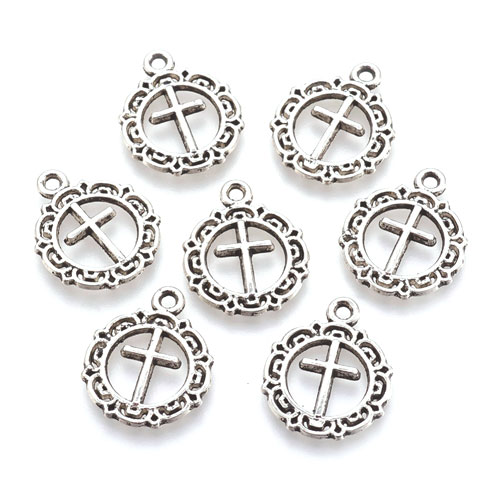 엔틱메탈 라운드 십자가 20x16mm - 4개