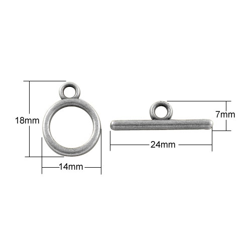 민자토글(14mm)바(24mm) 엔틱실버- 2세트