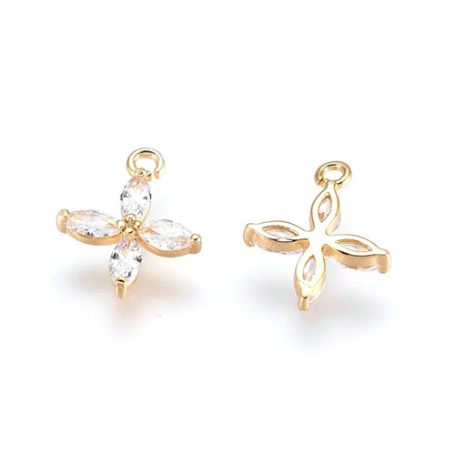 신주큐빅 플라워 12x9.5mm(리얼골드) - 1개