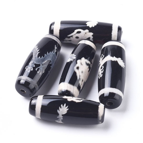 티벳 dZi 비즈 29.5~31x10~12mm - 1개