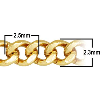 14K 골드필드 2.3mm Curb Chain 190mm