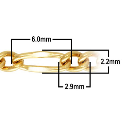 14K 골드필드 2.2mm Dapped Figaro 3+1 190mm