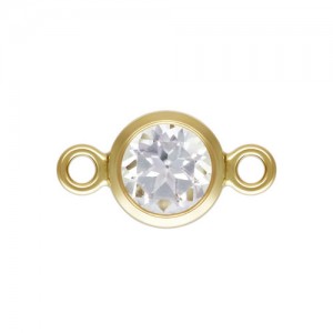 14K 골드필드 4.0mm White Topaz Bezel Connector - 1개